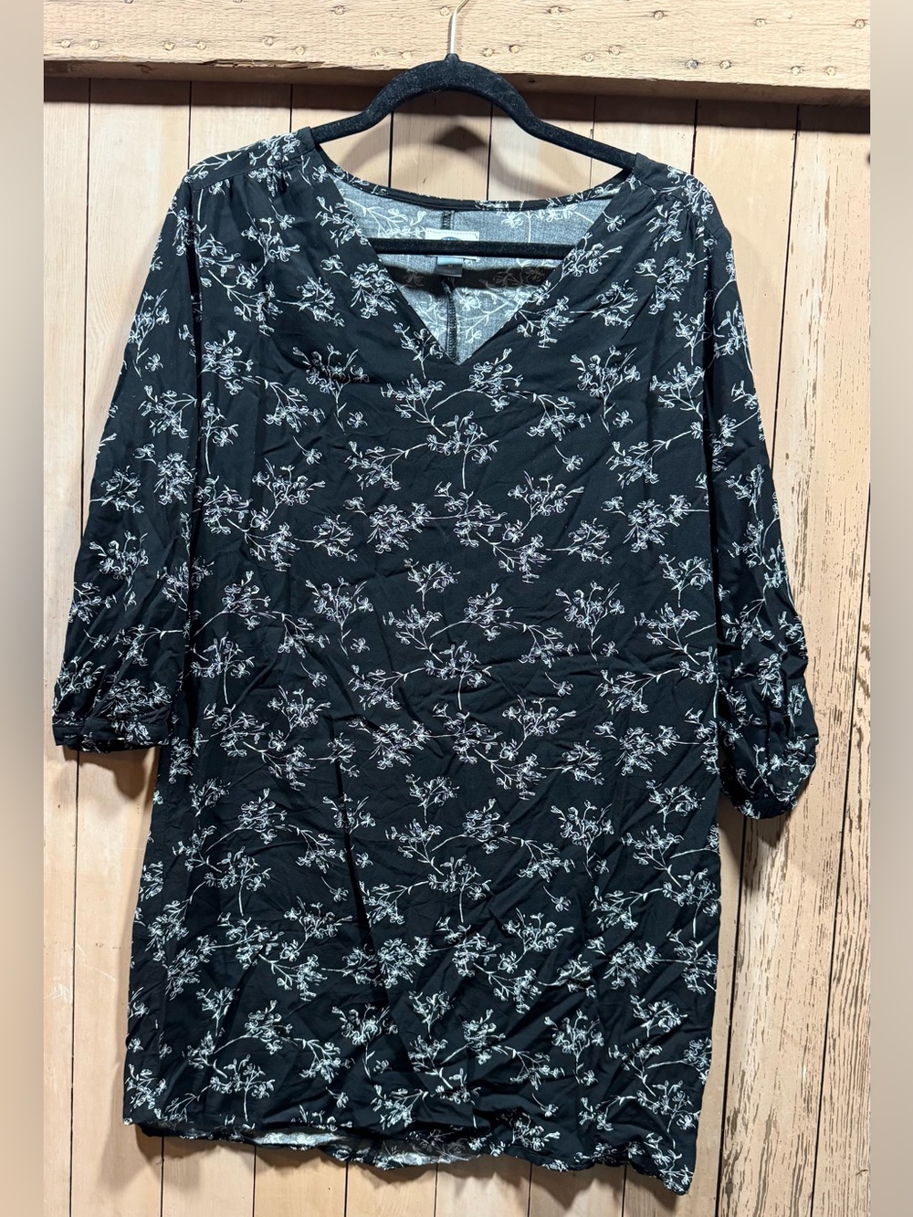 Old Navy Black Floral V-Neck Mini Dress